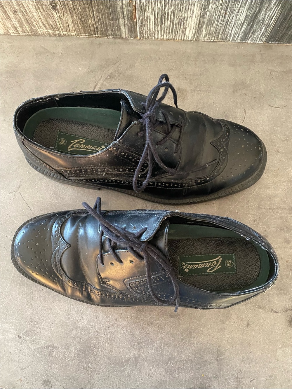 3/25$ Men's Black Wingtip Derby Dress Shoes - Picture 2 of 6